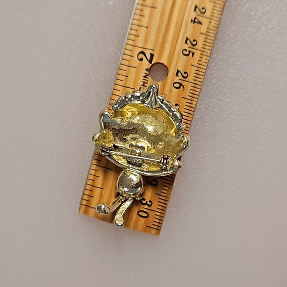 Vintage goldtone green rhinestone Beetle Bug  brooch animal bumble bee - Picture 2 of 6